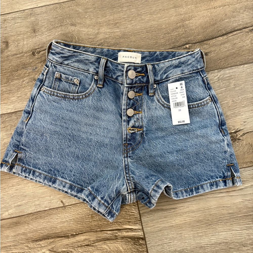 PacSun Blue Jean Shorts with Distressed Hem and Raw Edges